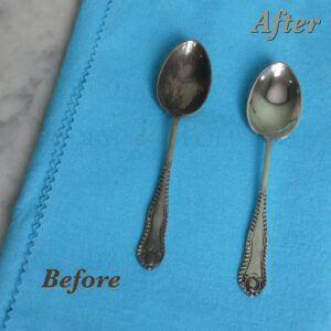 Silver cloth before & After on Silverware