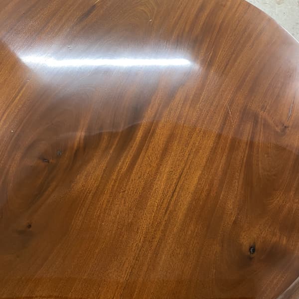 Table top half done using Priory Polishes burnishing cream