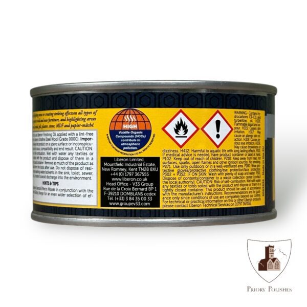 Liberon Black Patinating Wax back label