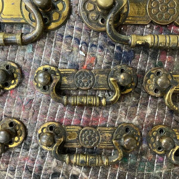 Close up of dirty brass handles