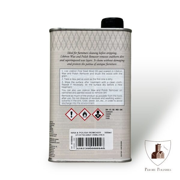 Liberon Wax and Polish Remover back label