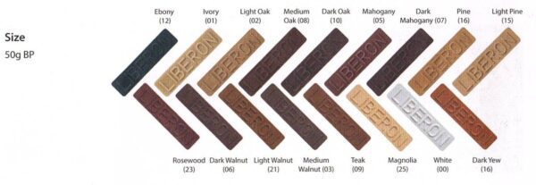 Liberon wax filler sticks colour chart