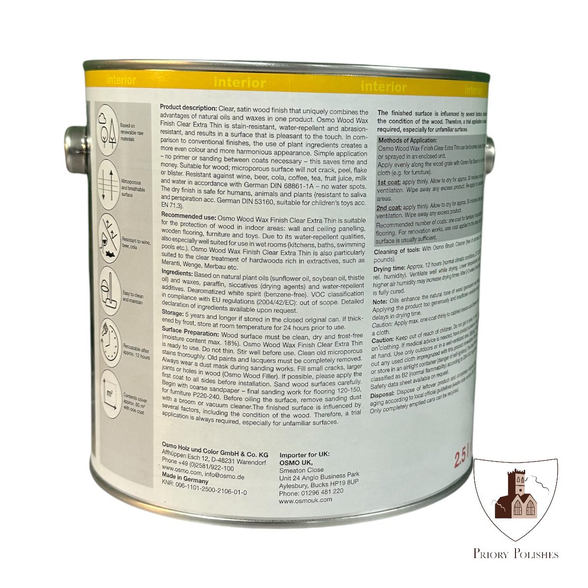 Osmo wood wax extra thin back of tin