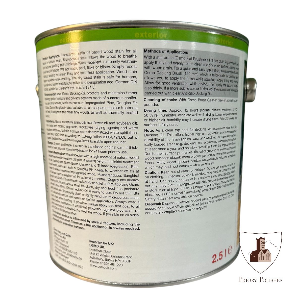 Osmo Decking Oil Back of Tin