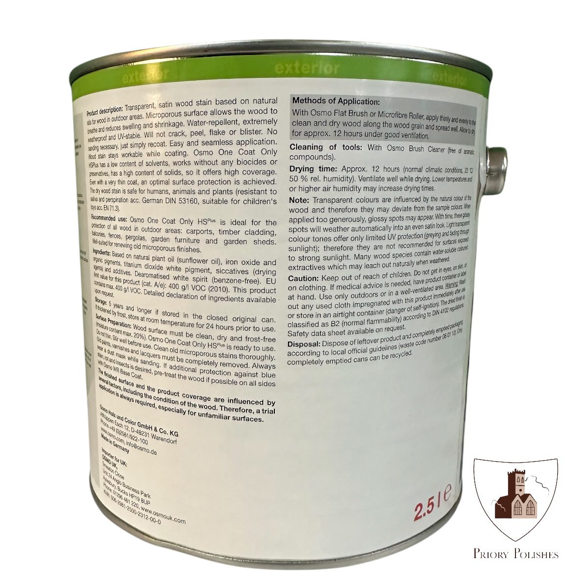 Osmo One Coat Only HS Plus Back of tin