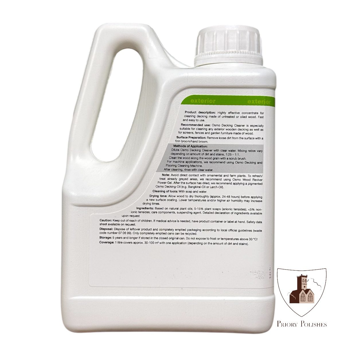 Osmo decking cleaner back of tin