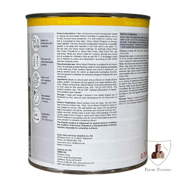 Osmo wood protector back of tin