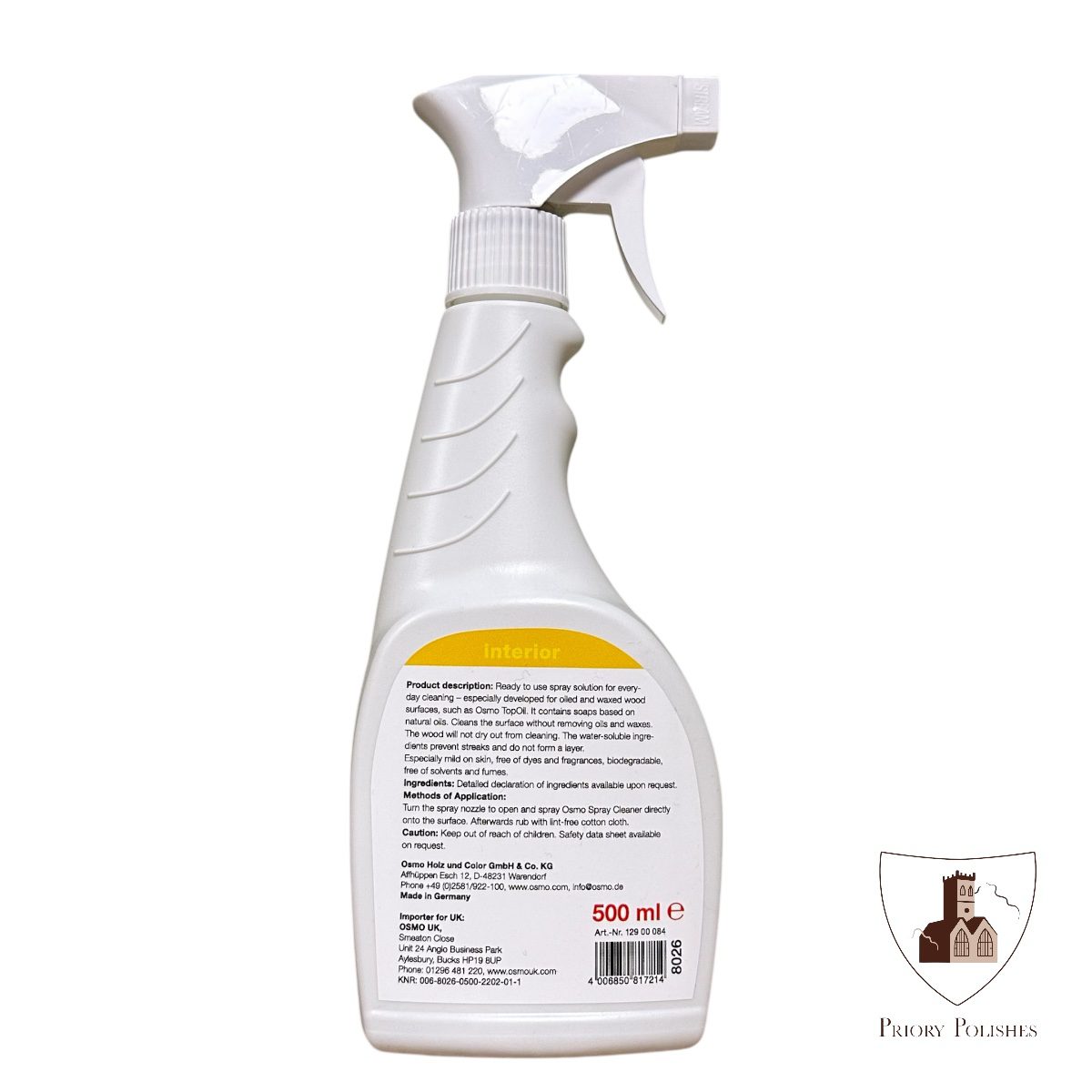 Osmo spray cleaner back of bottle