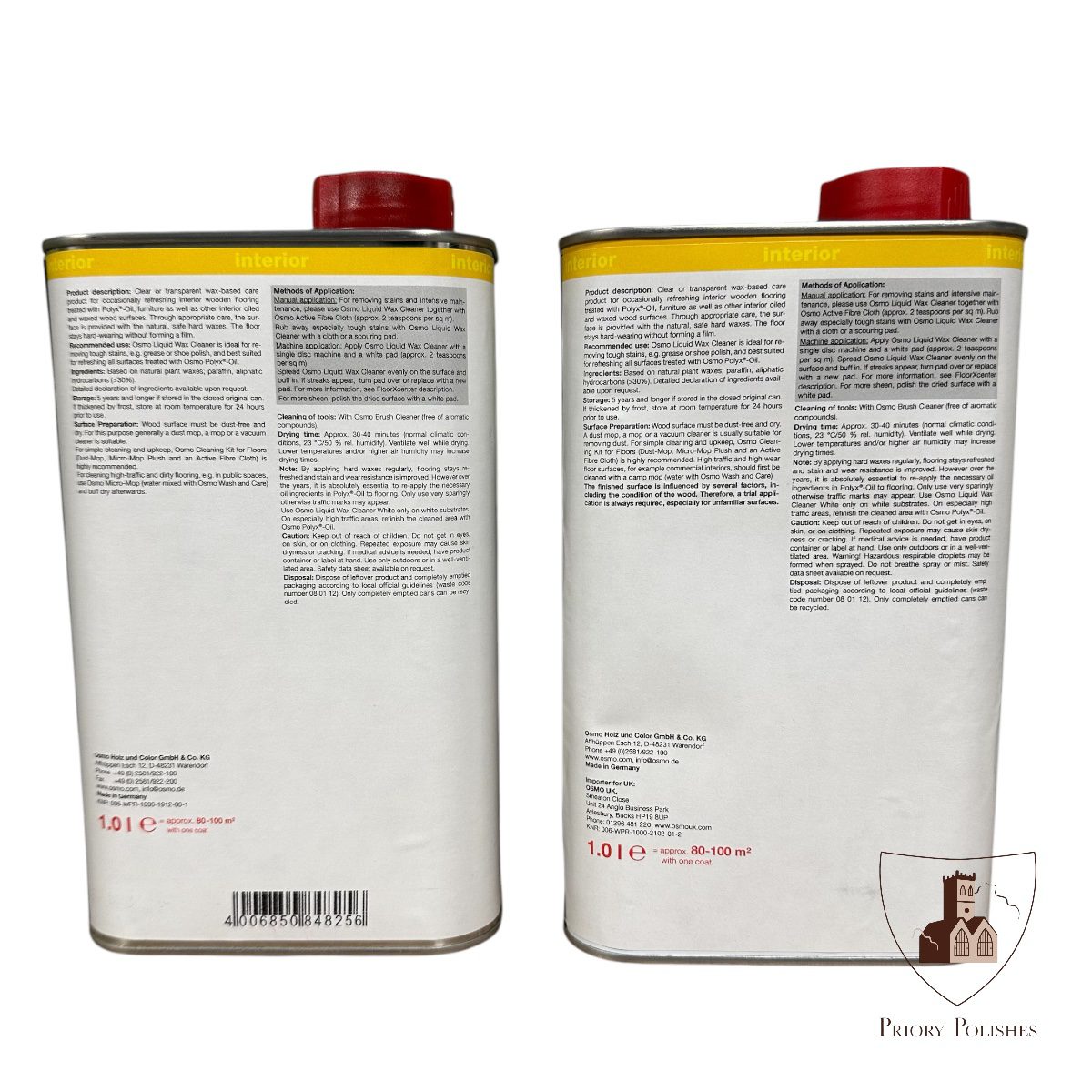 Osmo liquid wax cleaner back of tin